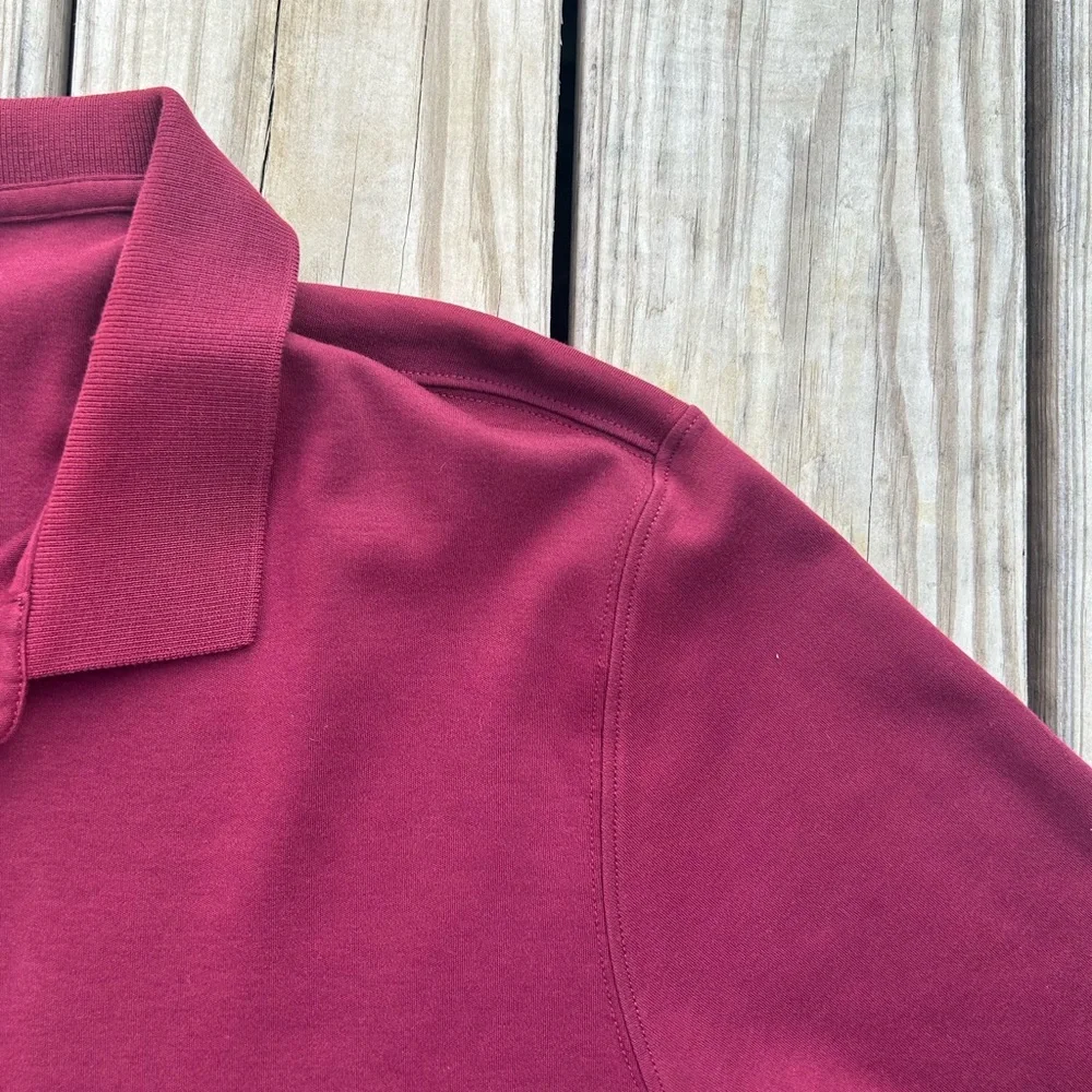 LANDS' END Rugby Shirt Men XL 46-48‎ Red Long Sleeve Polo Shirt